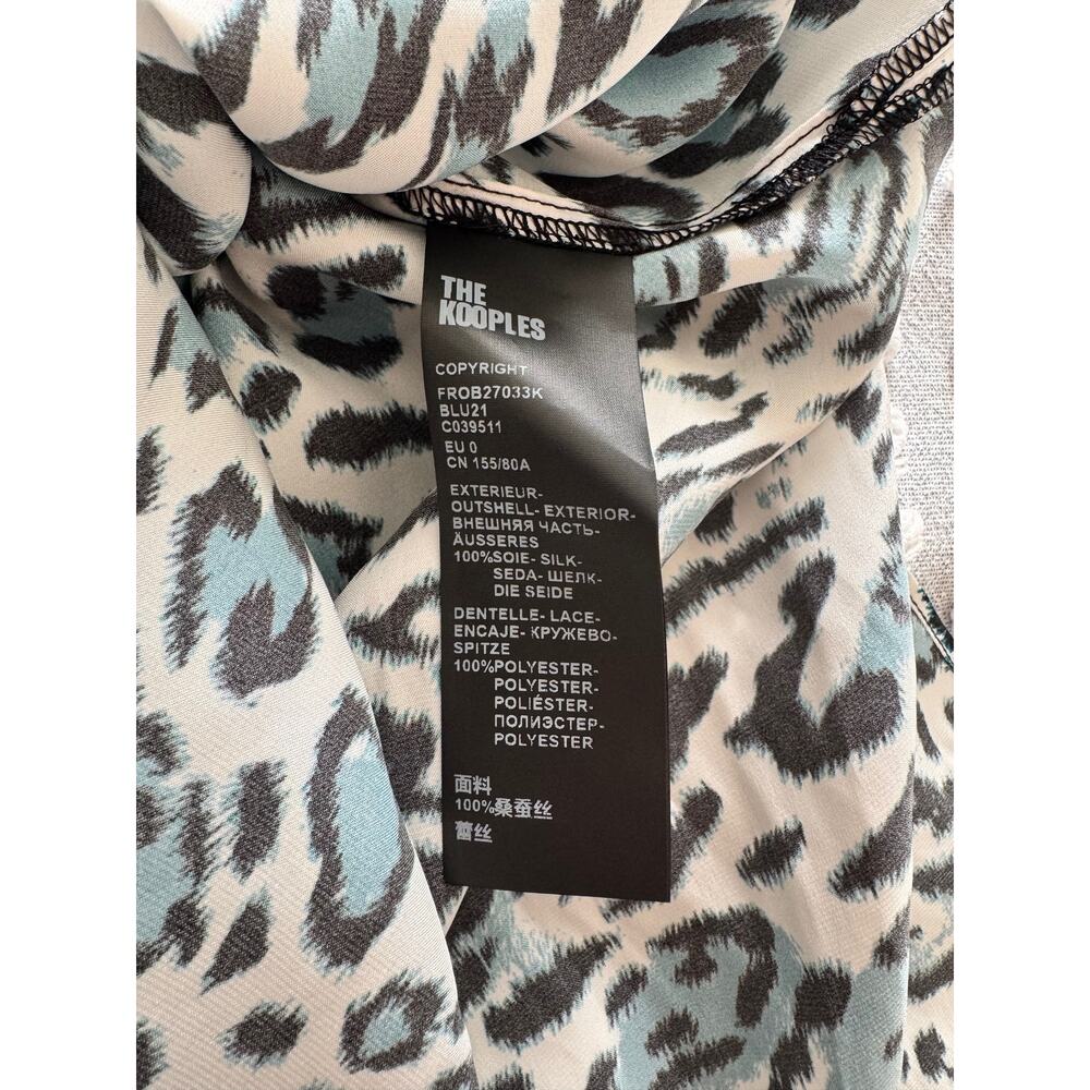 The Kooples | NWT Blue Cheetah Print 100% Silk Slip Midi Dress Size 0/XS - Picture 6 of 8